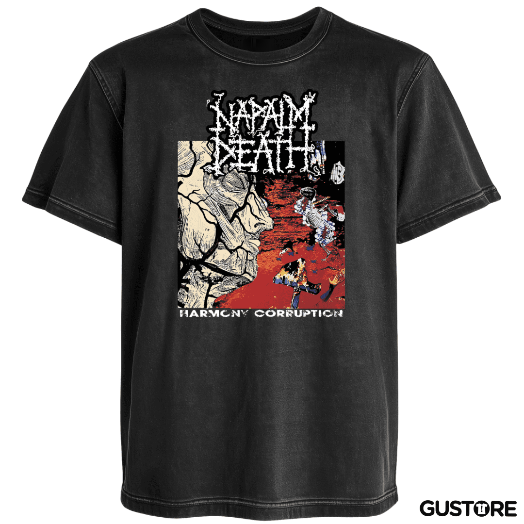 Polera desgastada Napalm Death Harmony Corruption