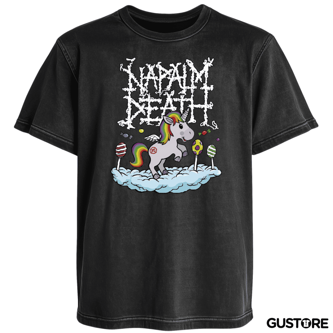 Polera desgastada Napalm Death Unicornio