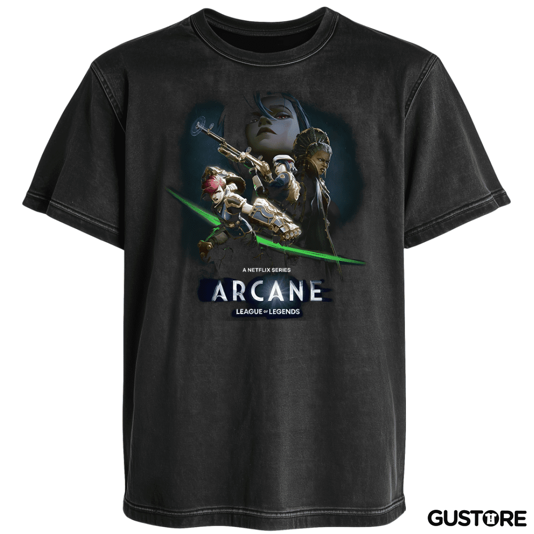 Polera desgastada League of Legends Arcane