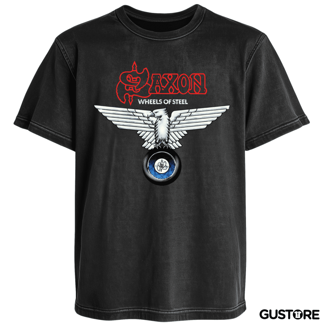 Polera desgastada Saxon Wheels of Steel