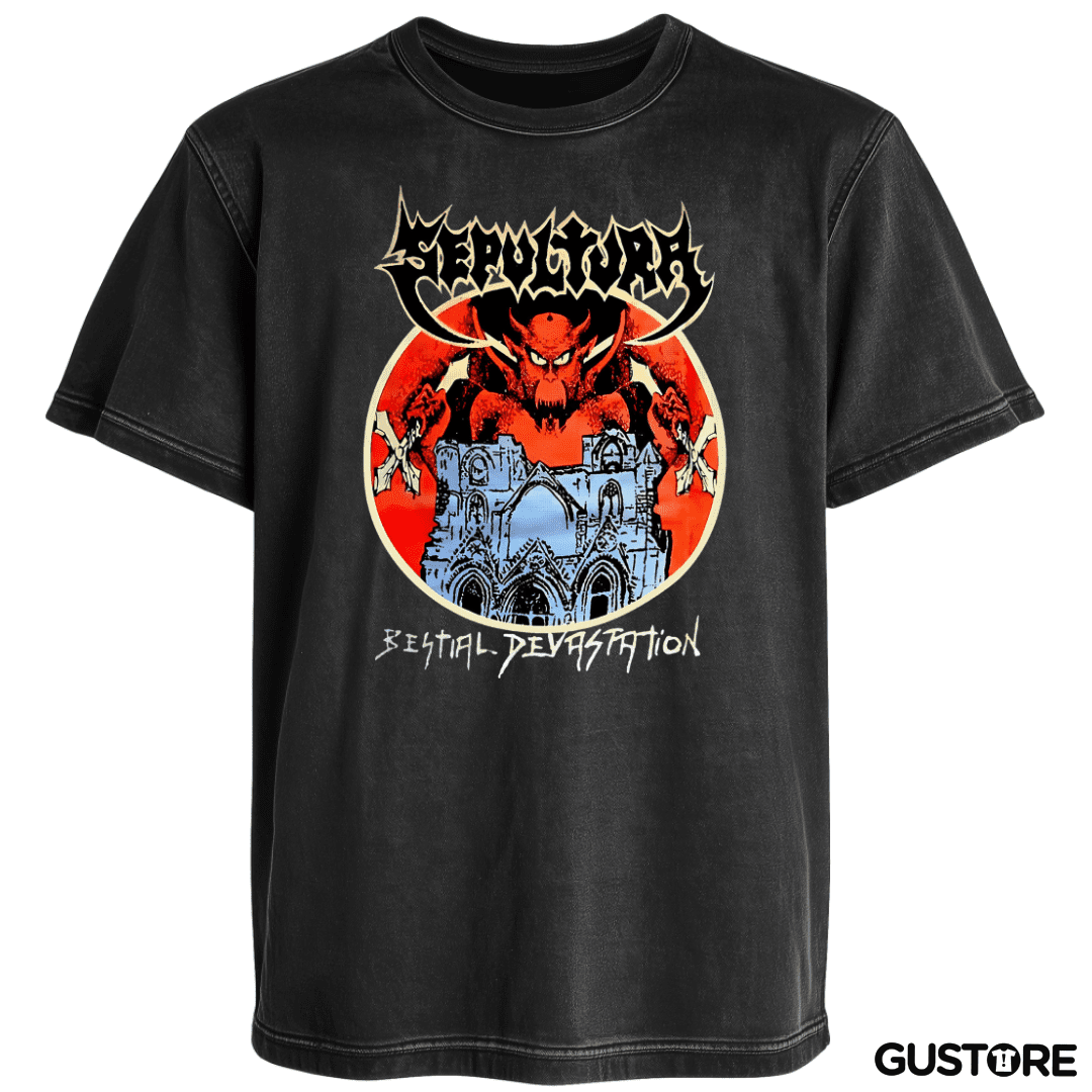 Polera desgastada Sepultura Bestial 