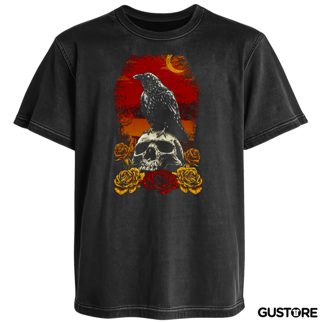 Polera desgastada Crow and Skull