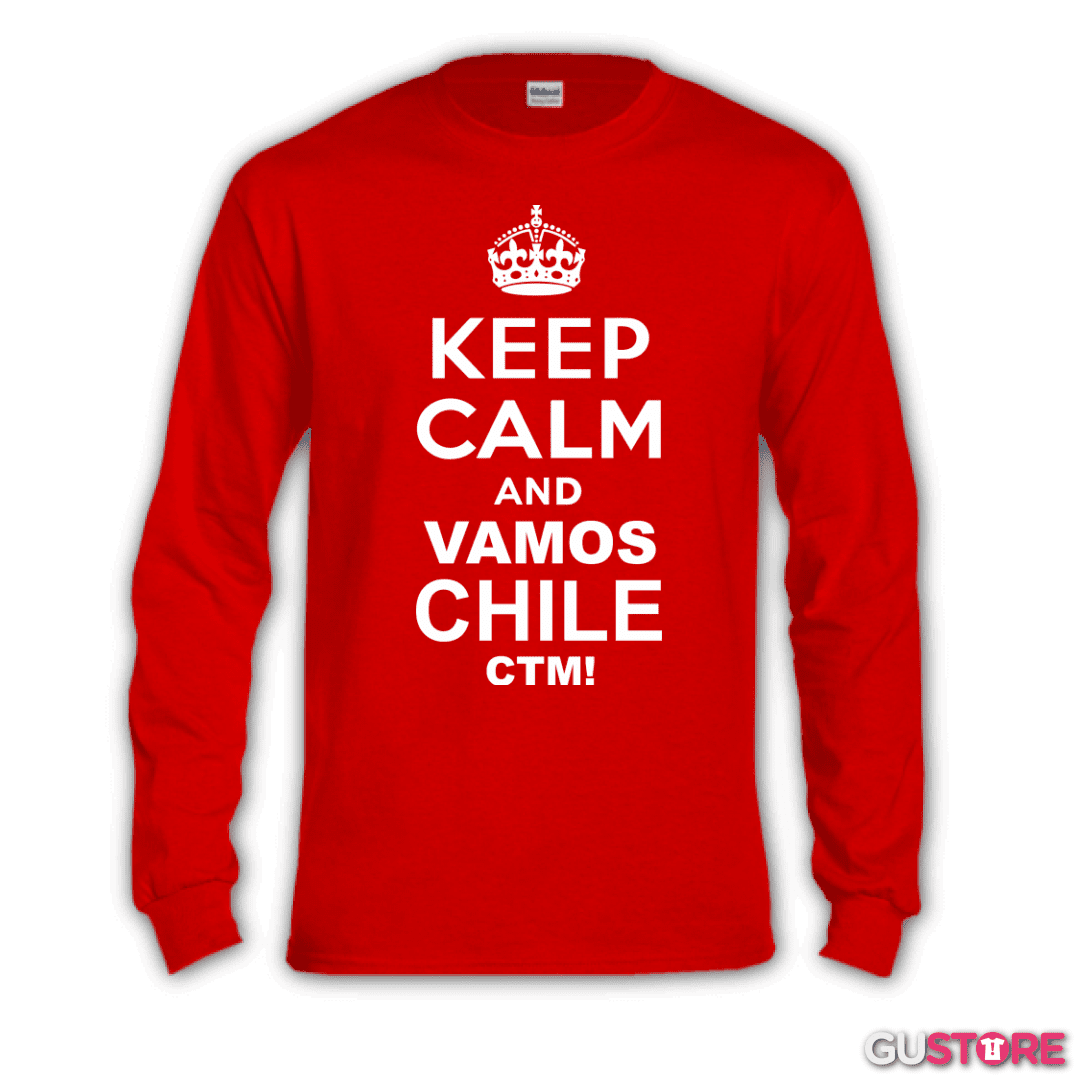 Polera manga larga Keep calm and vamos chile ctm