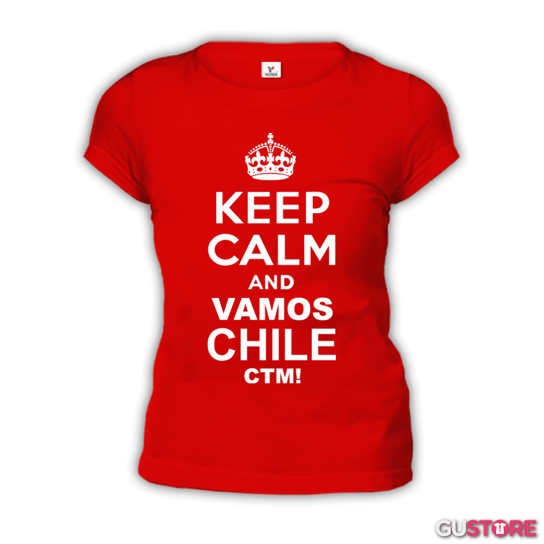 Polera de Mujer Keep calm and vamos chile ctm