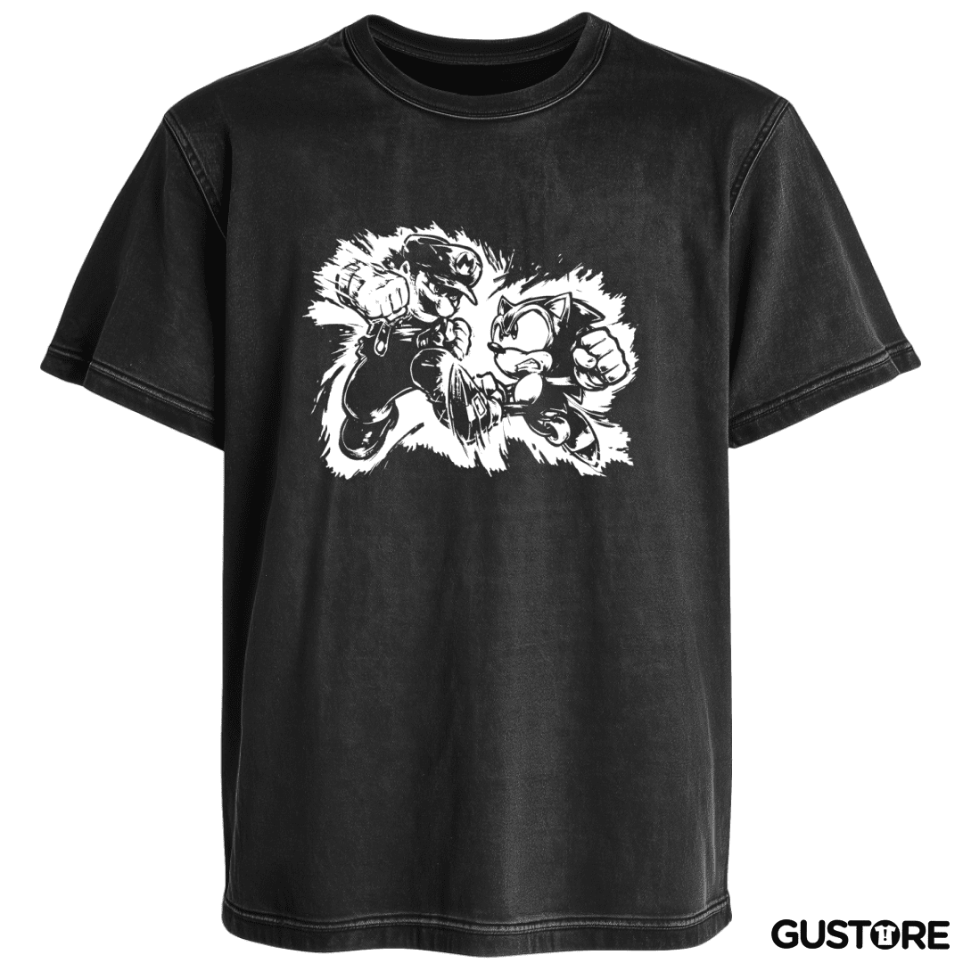 Polera desgastada Tio del bigote Vs Herizo Sonico