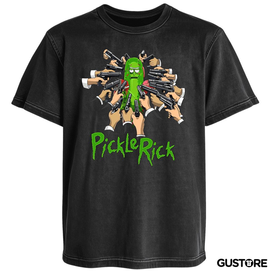Polera desgastada Pickle rick armas