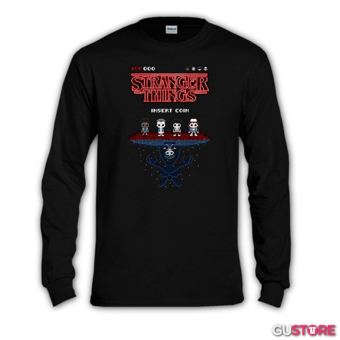 Polera manga larga Stranger things 8 bits