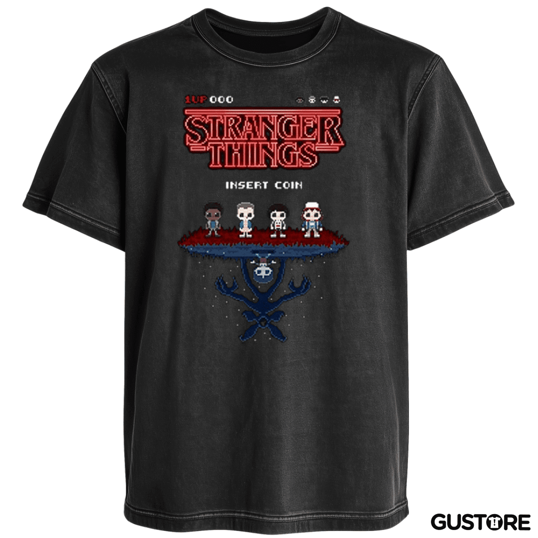 Polera desgastada Stranger things 8 bits