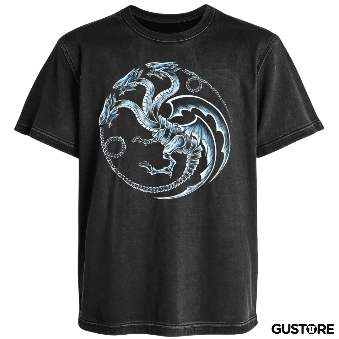 Polera desgastada Dragon blanco de ojos azules