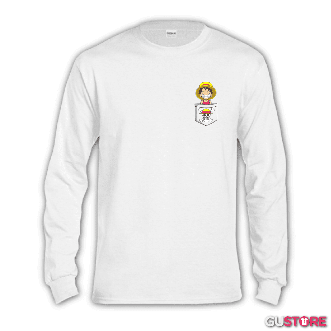 Polera manga larga Luffy de bolsillo