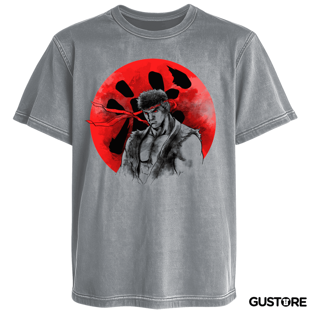 Polera desgastada Ryu circulo rojo