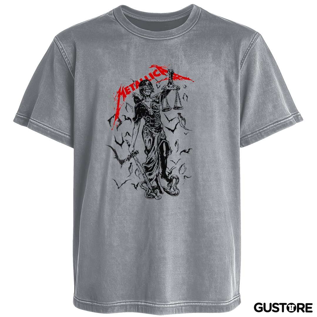 Polera desgastada Metallica and justice