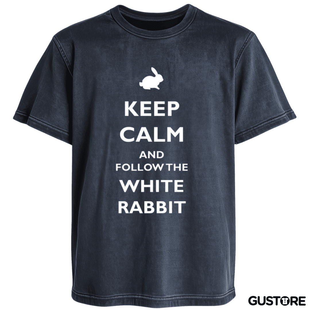 Polera desgastada Sigue al conejo blanco