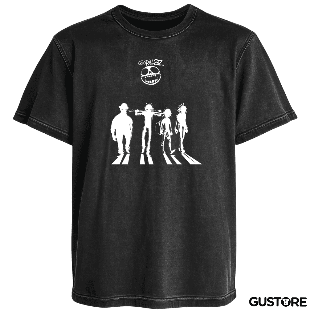 Polera desgastada Gorillaz naranja mecanica