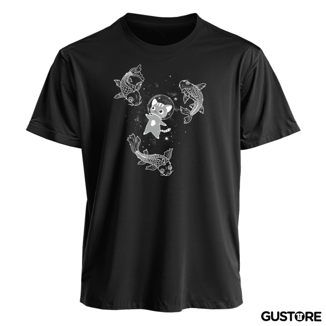 Polera Gatito en el espacio con pesces 