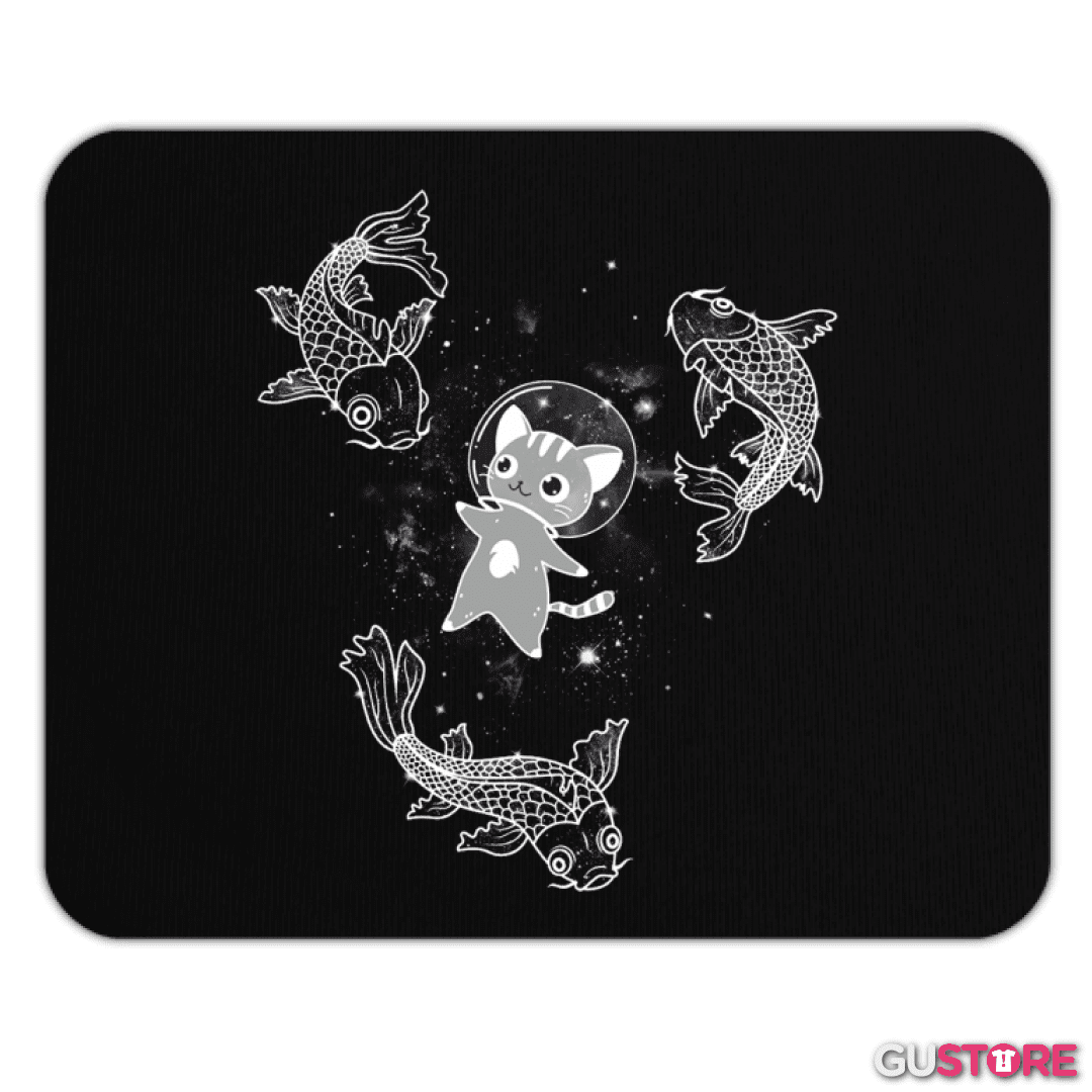 Mousepad Gatito en el espacio con pesces 