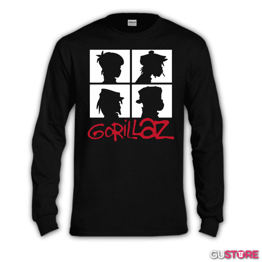 Polera manga larga Gorillaz - Demon Days B&W