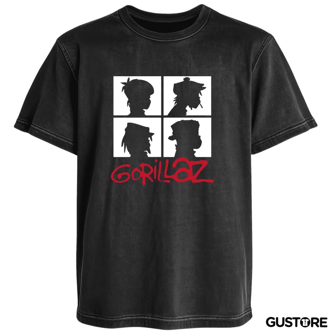 Polera desgastada Gorillaz - Demon Days B&W