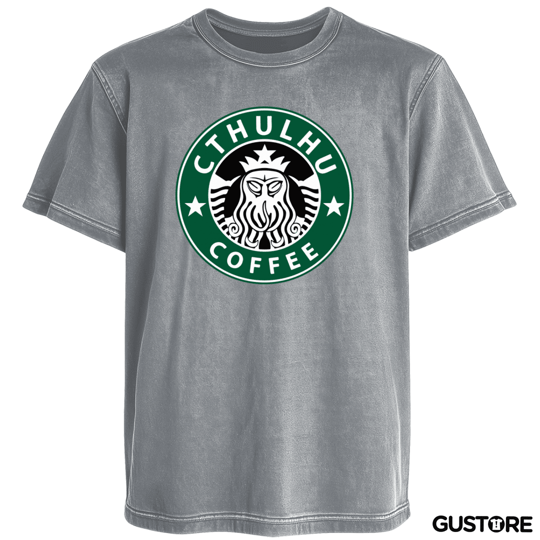 Polera desgastada Cthulhu Coffee