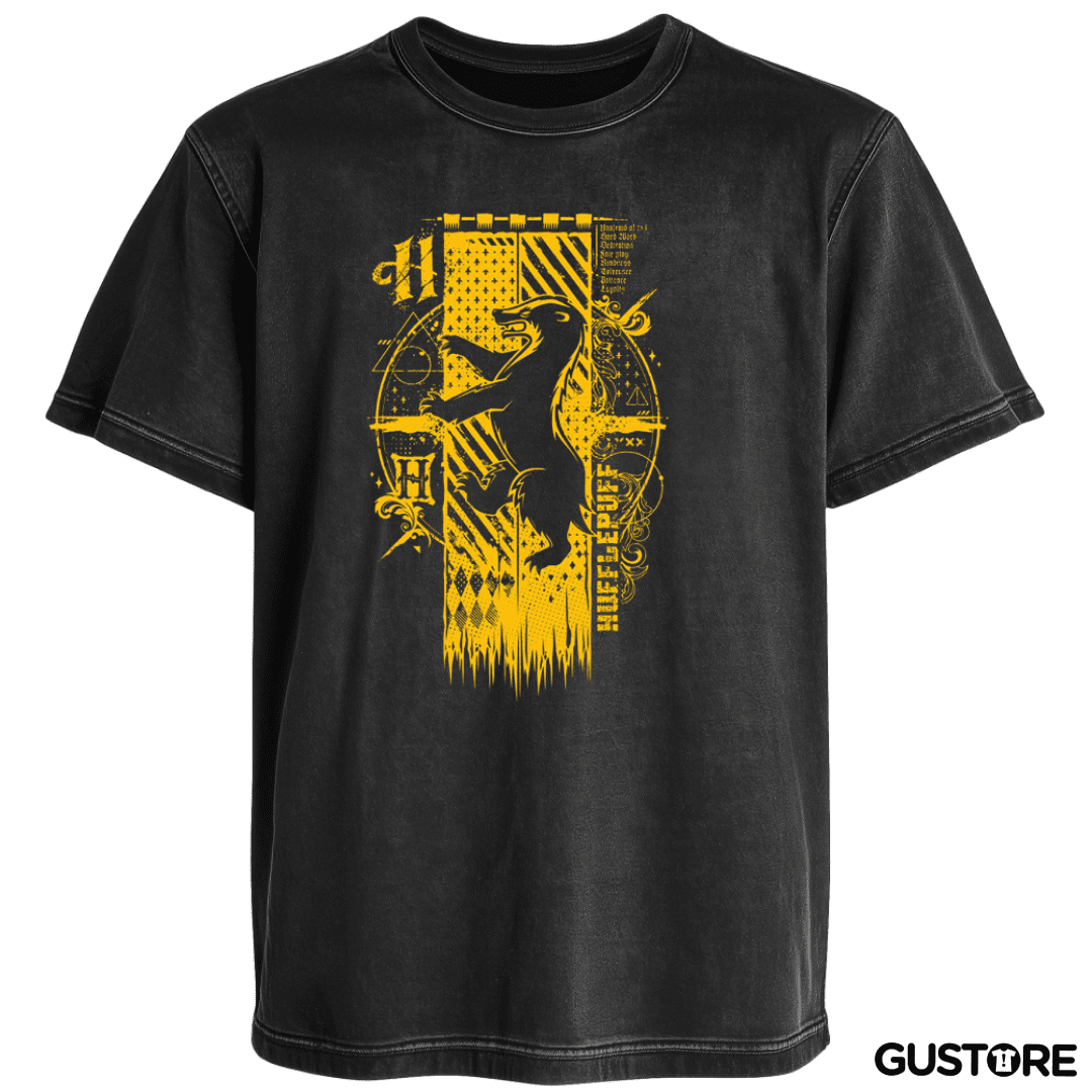 Polera desgastada escudo hufflepuff