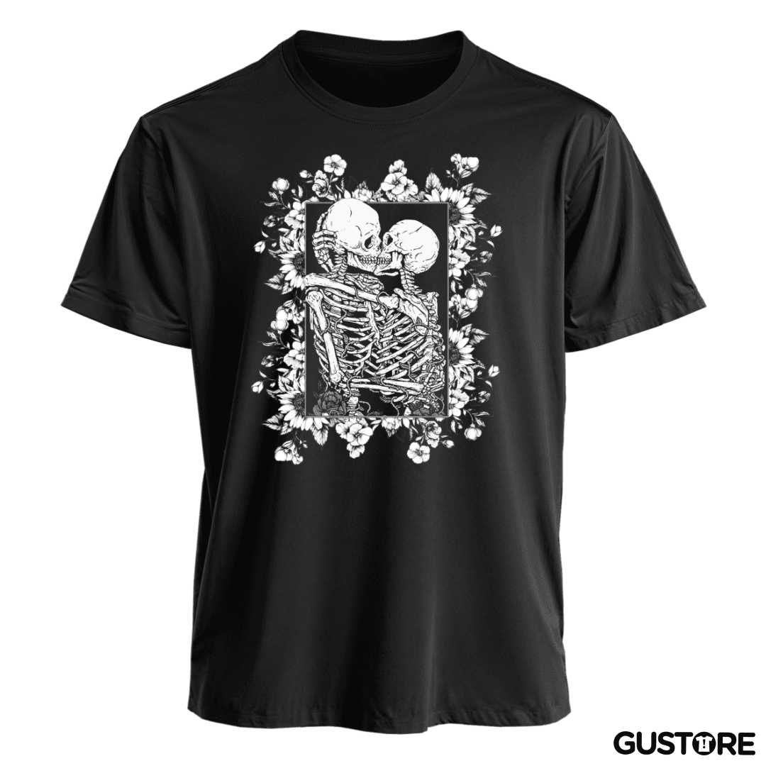 Polera Beso calaveras con flores