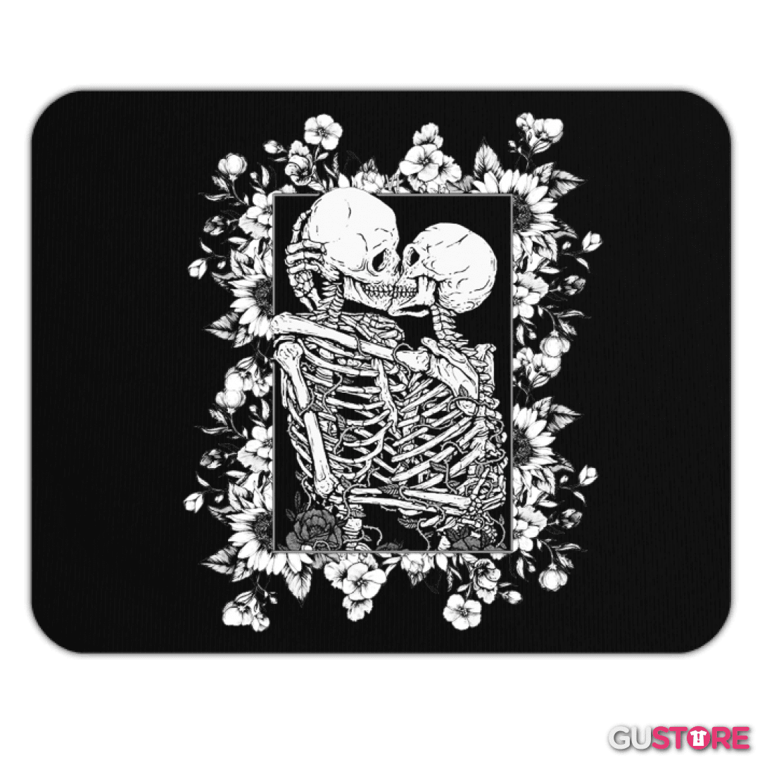 Mousepad Beso calaveras con flores