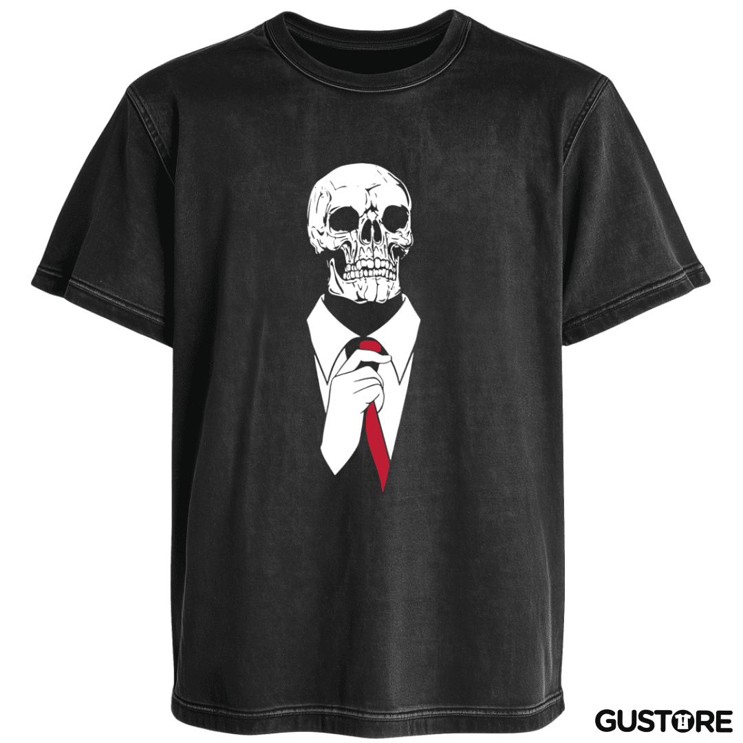 Polera desgastada Calavera Corbata
