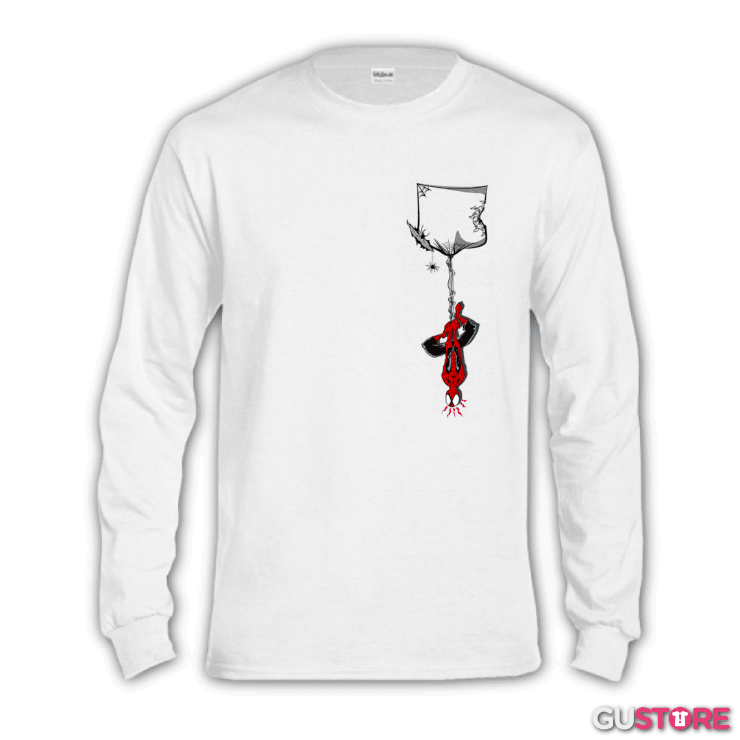 Polera manga larga Hombre araña de bolsillo