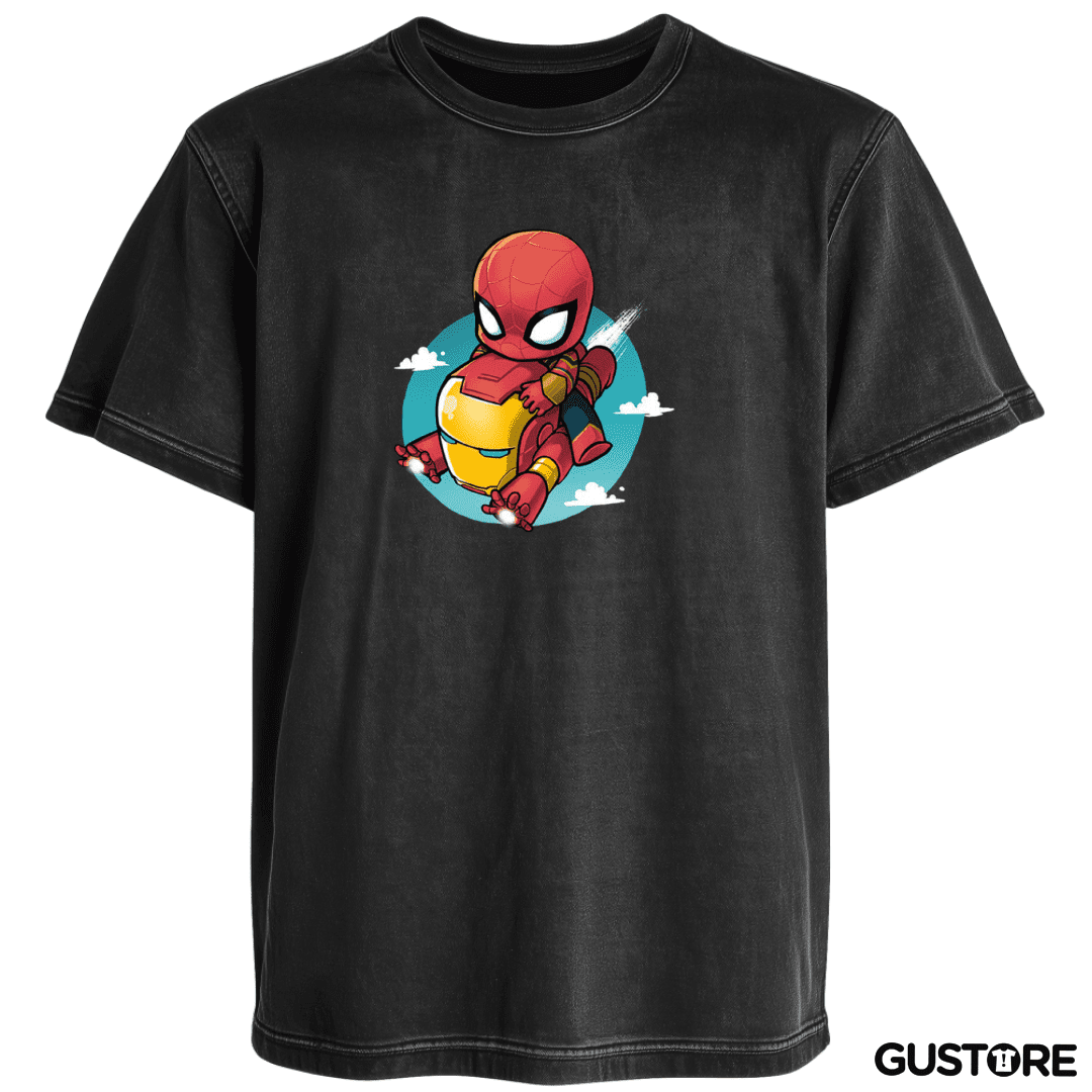 Polera desgastada Mini spiderman iron man