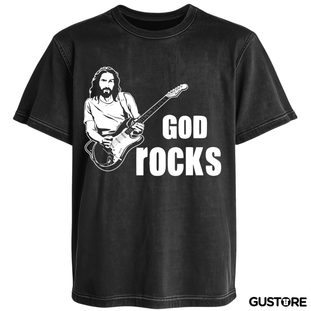 Polera desgastada God Rocks