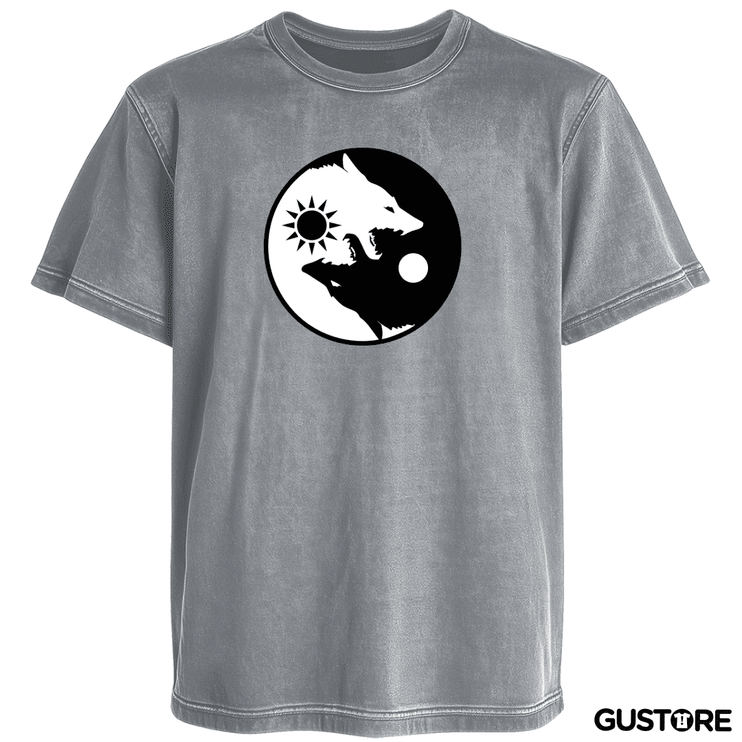 Polera desgastada Ying yang wolf