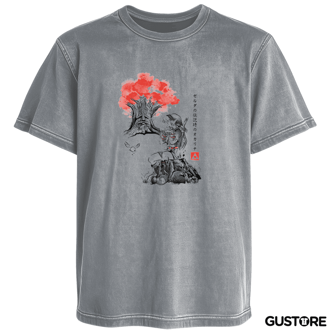 Polera desgastada Link blanco y negro