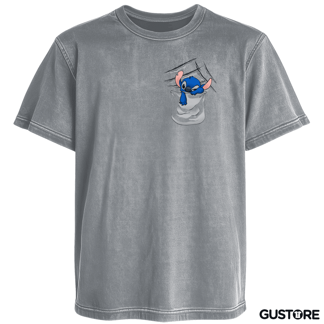 Polera desgastada Stitch Bolsillo 