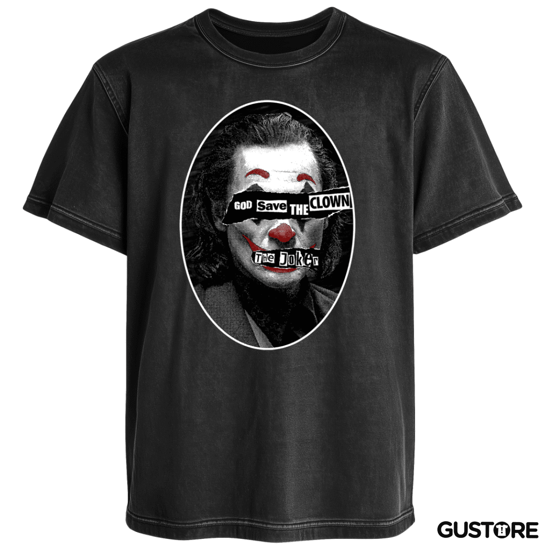 Polera desgastada God save the clown