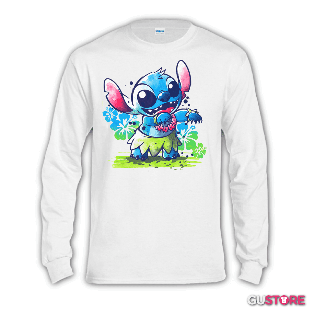 Polera manga larga Stitch hawaiano