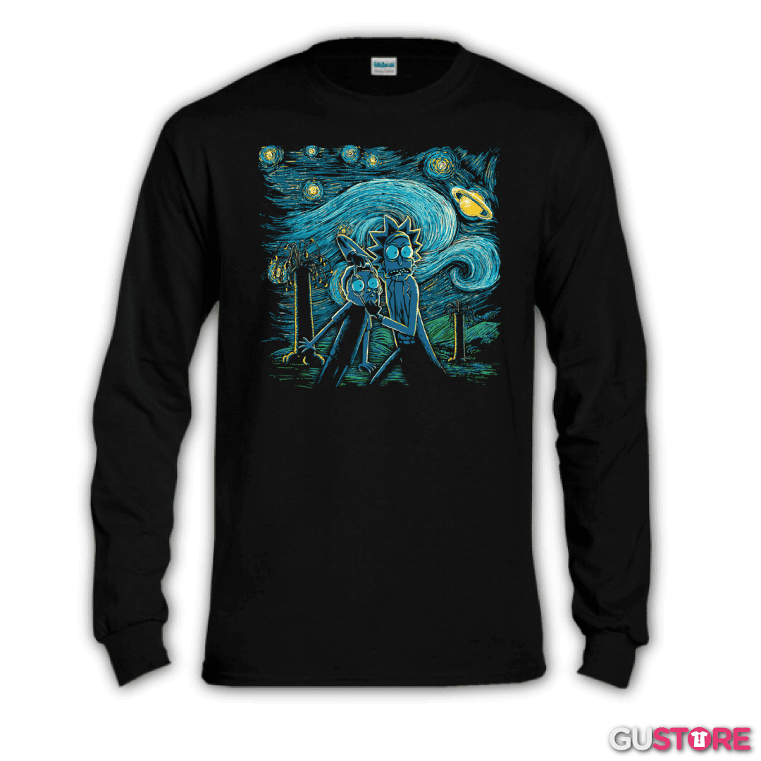 Polera manga larga Rick and morty estrellado