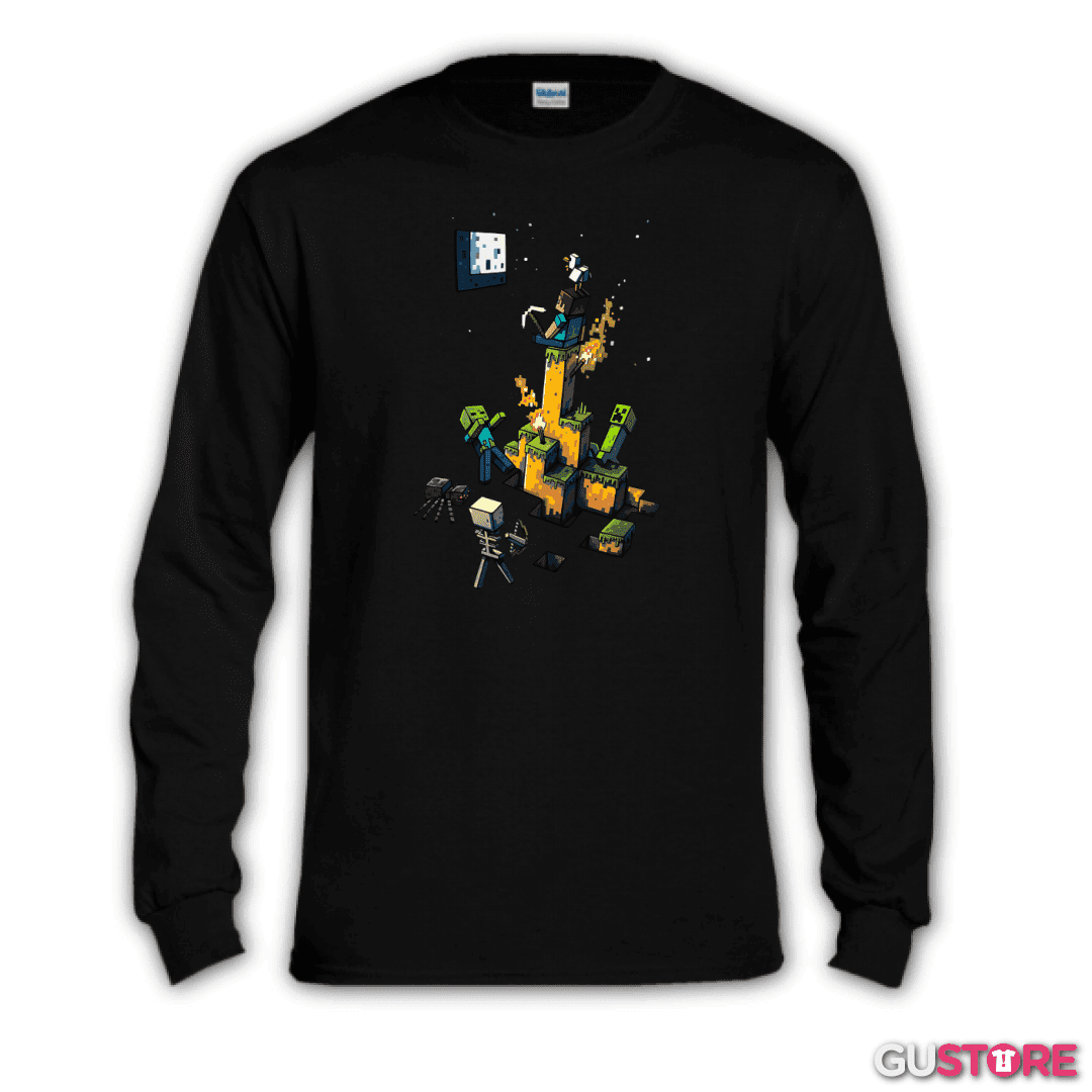 Polera manga larga Minecraft artistico