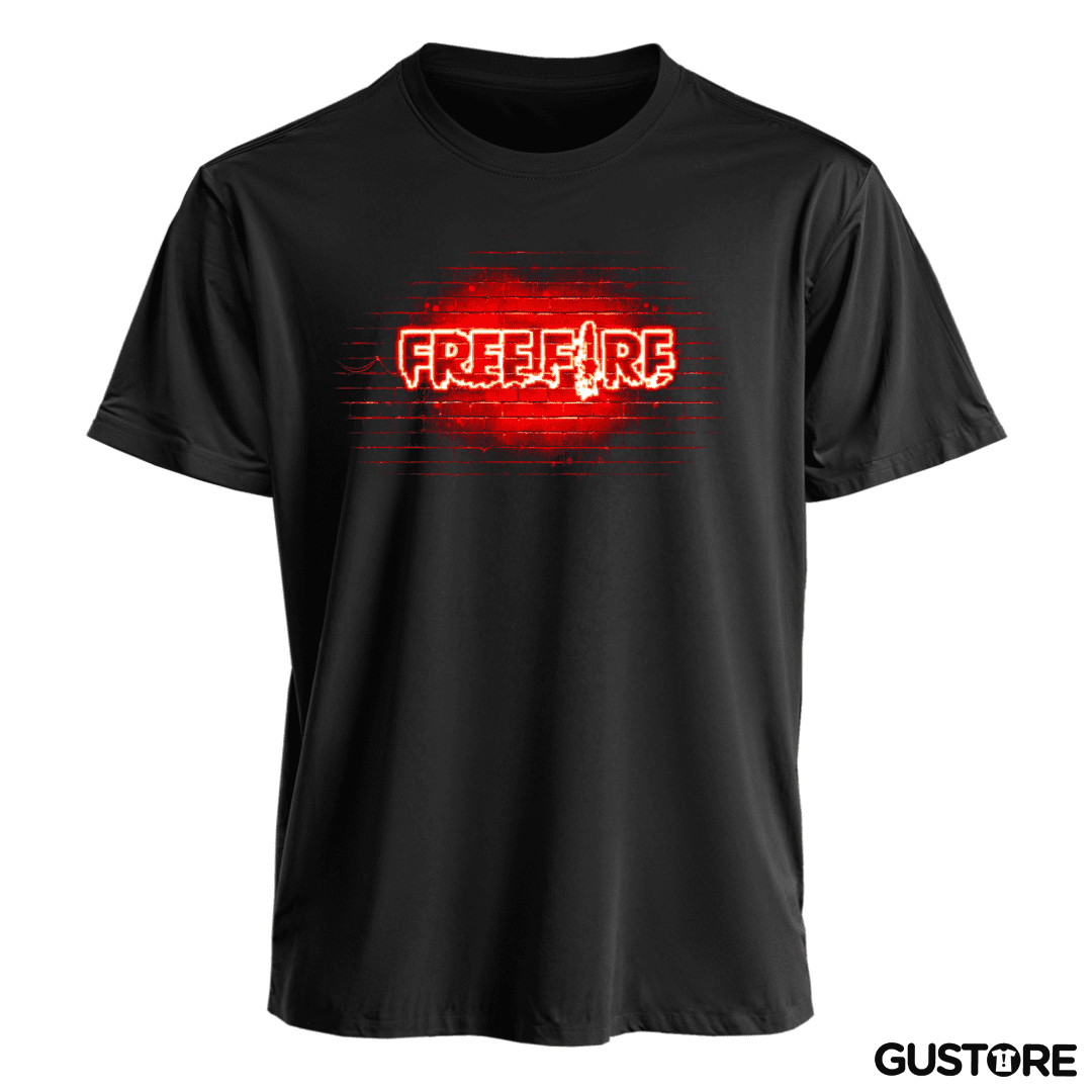 Polera Free fire neon rojo