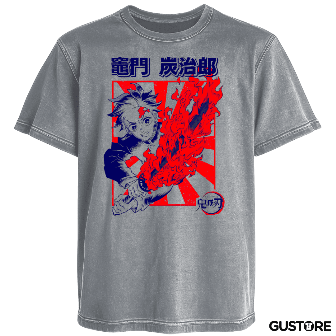 Polera desgastada Tanjiro Danza del Fuego
