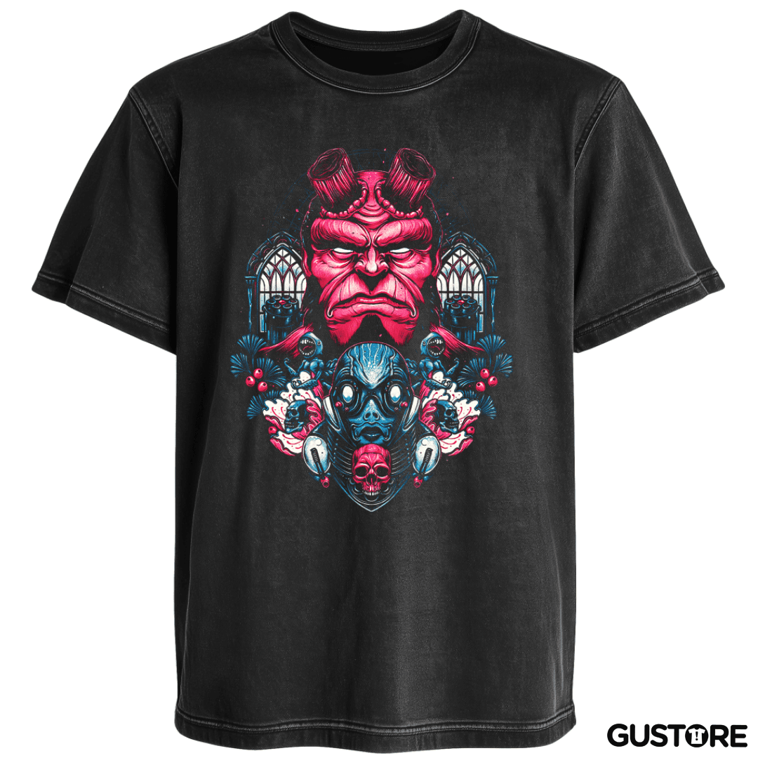 Polera desgastada Hellboy and Sapiens