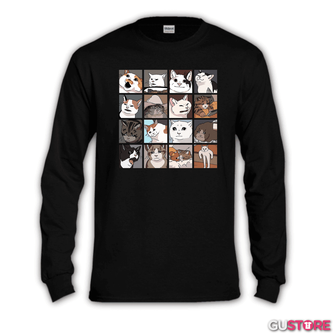 Polera manga larga Gatos memes