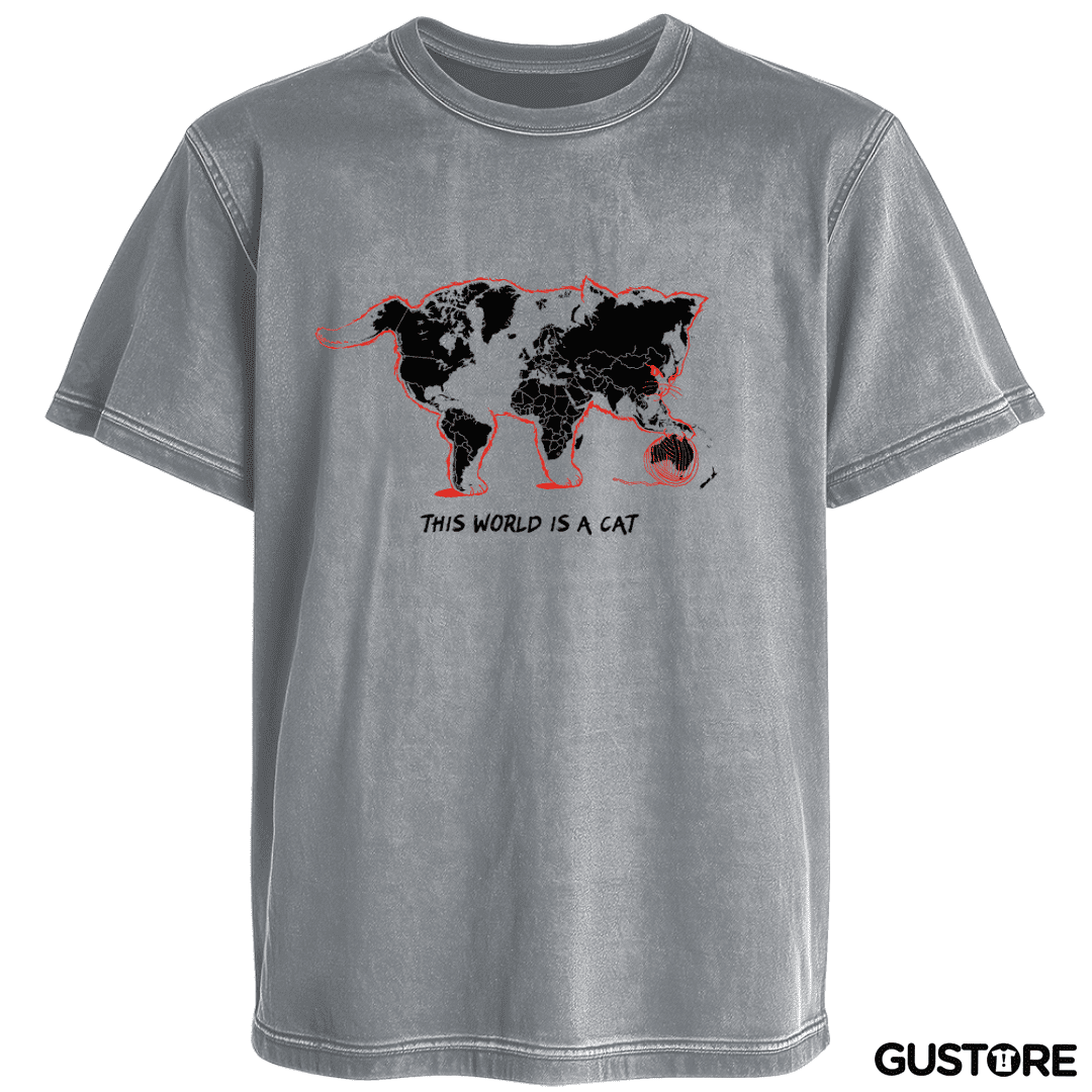 Polera desgastada El Mundo es un Gato