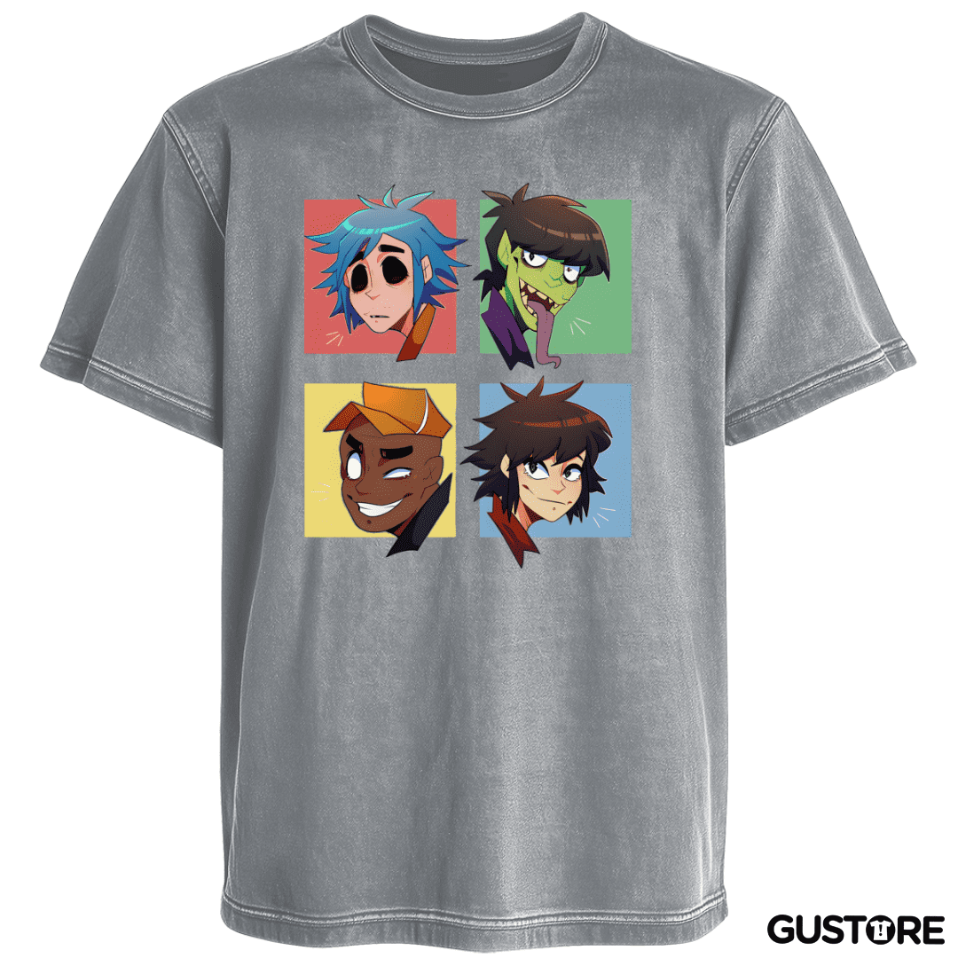 Polera desgastada Gorillaz anime