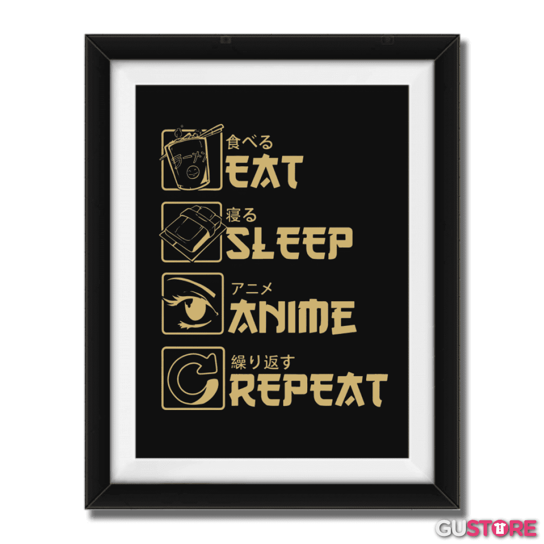 Cuadro decorativo Eat Sleep Anime Repeat