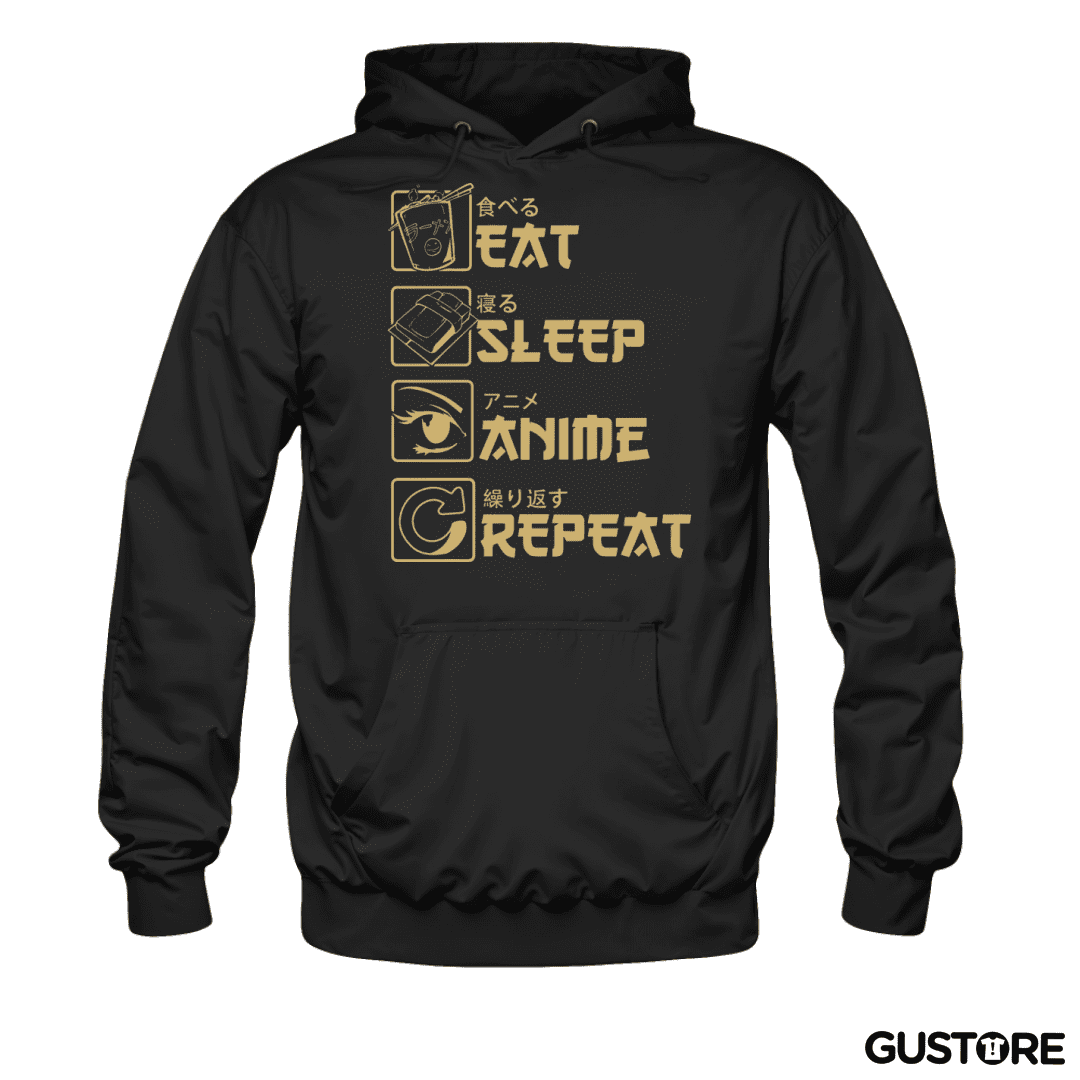 Polerón Canguro Eat Sleep Anime Repeat
