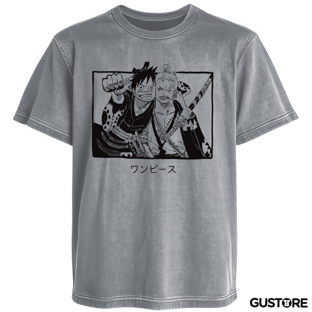 Polera desgastada Luffy x Zoro
