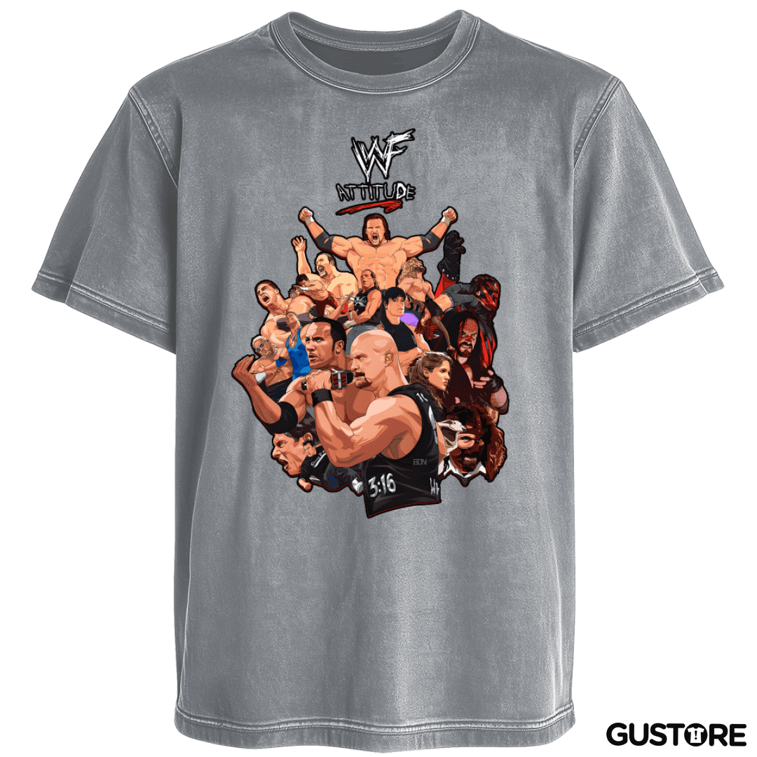 Polera desgastada WWF attitude
