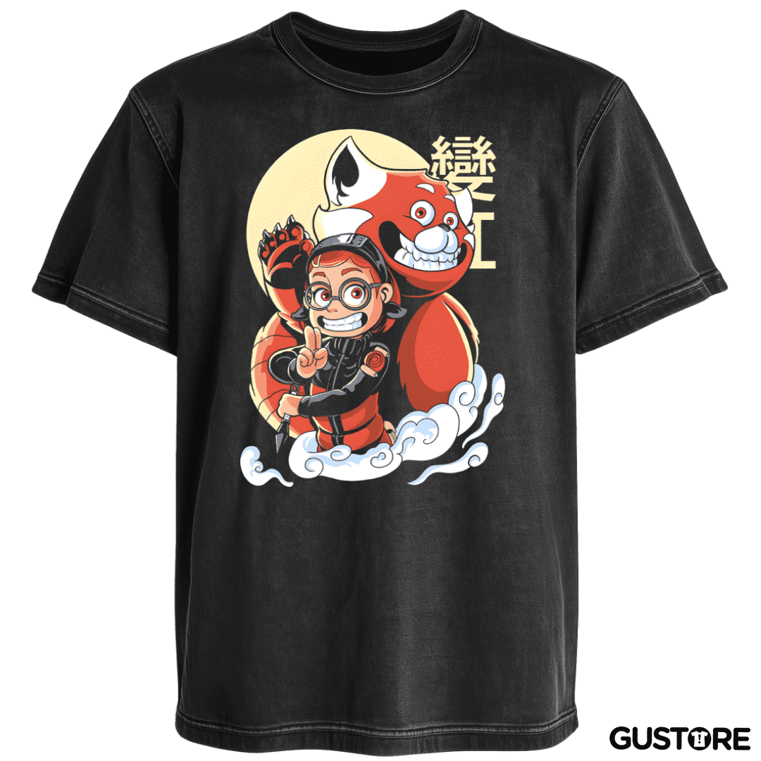 Polera desgastada Panda Rojo de Nueve Colas