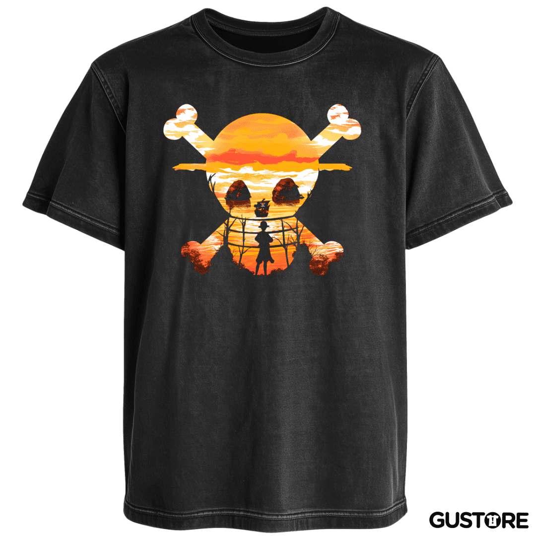 Polera desgastada Atardecer Pirata