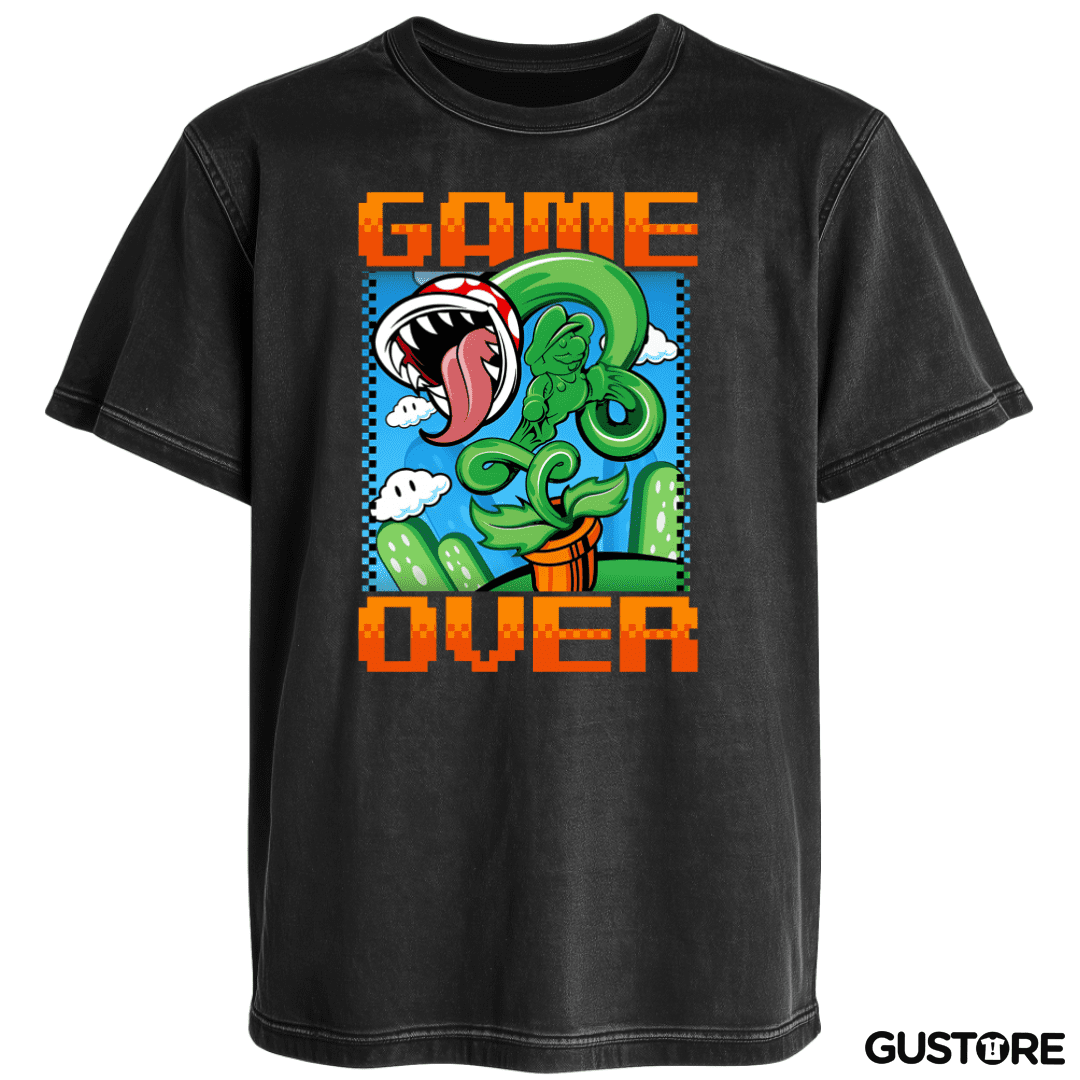 Polera desgastada Game over Bigote